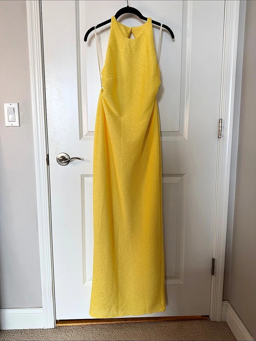 RUMER Penelope Halter Maxi Halter Maxi Dress in Yellow XL NWT